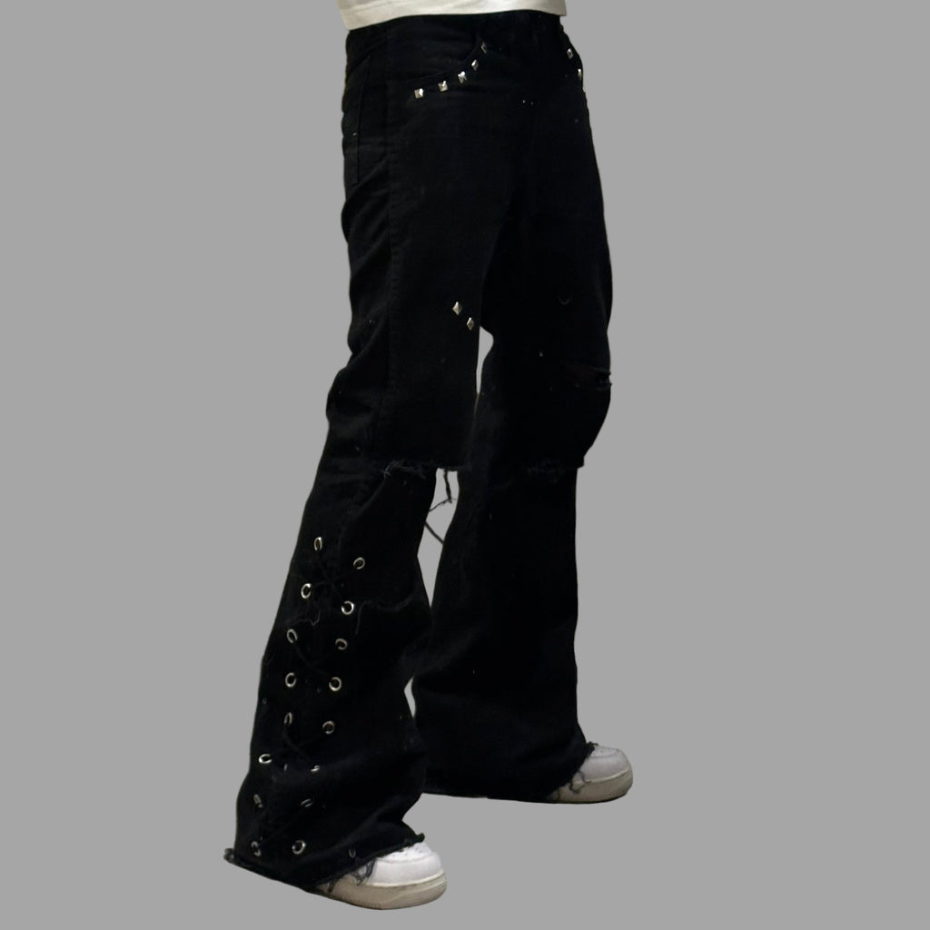 LACED UP FLARED JEANS