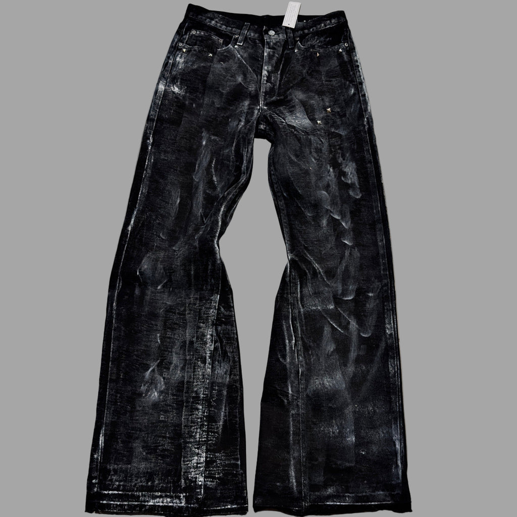 STUDDED PAINTED FLARED JEANS