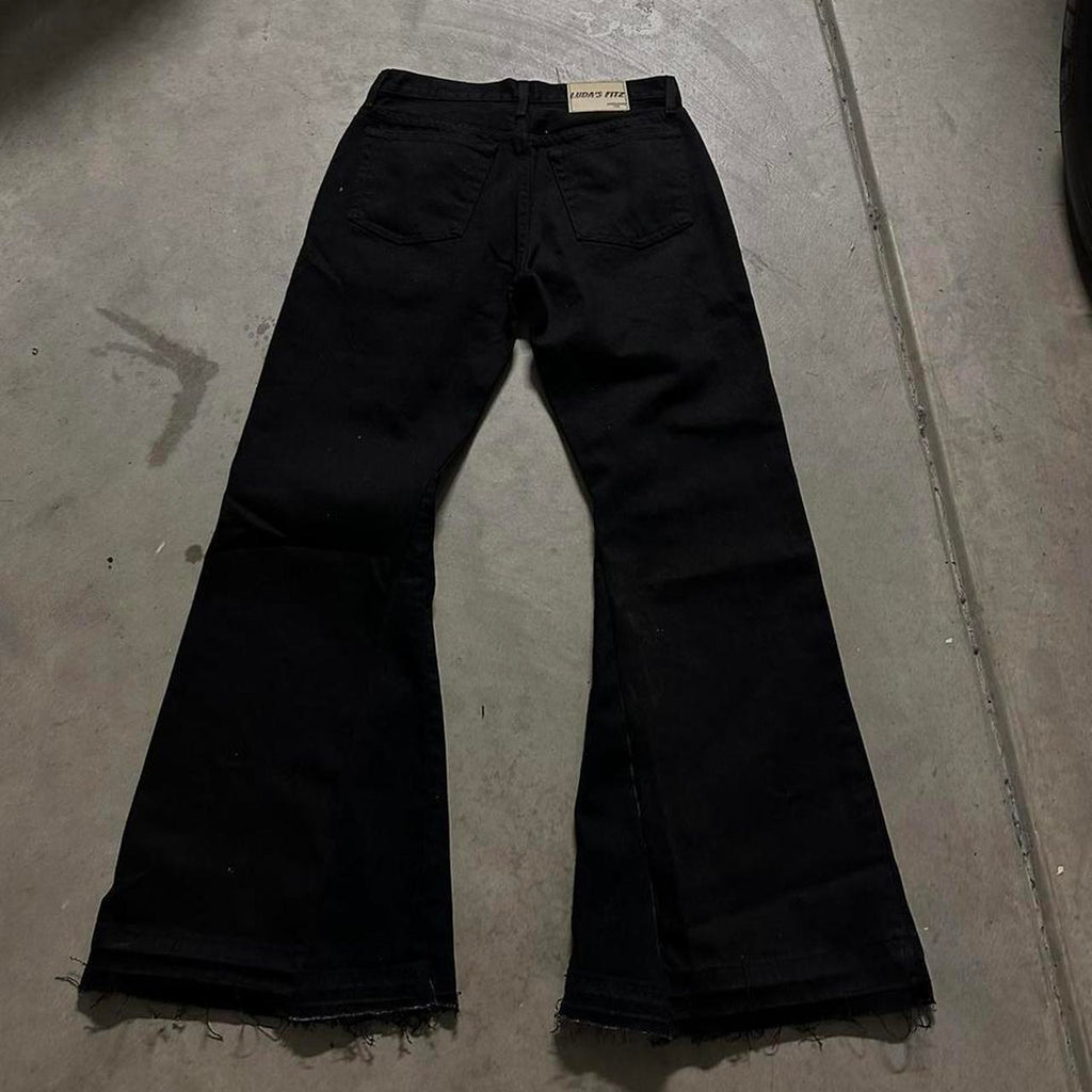 Black Flared Studded Jeans